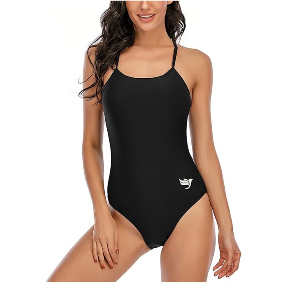Black One Piece Racerback Swimsuit Small